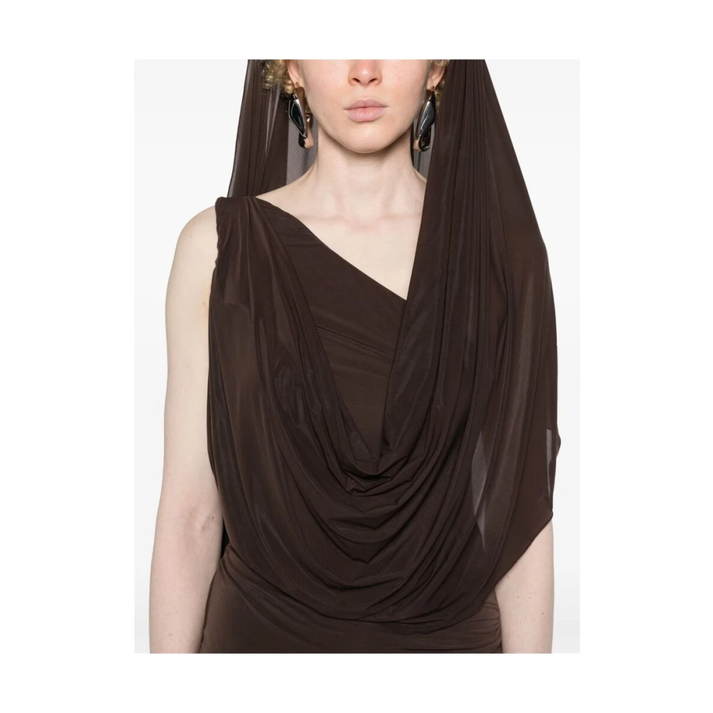 The Attico Bruine Halternek Open Rug Jurk Brown Dames