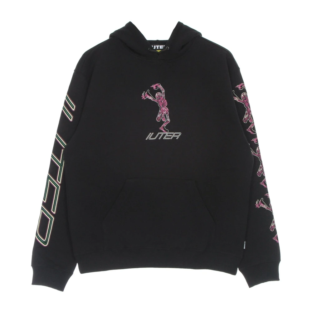 Iuter Zwarte Skeleton Hoodie Sweatshirt met Lange Mouwen Black Heren