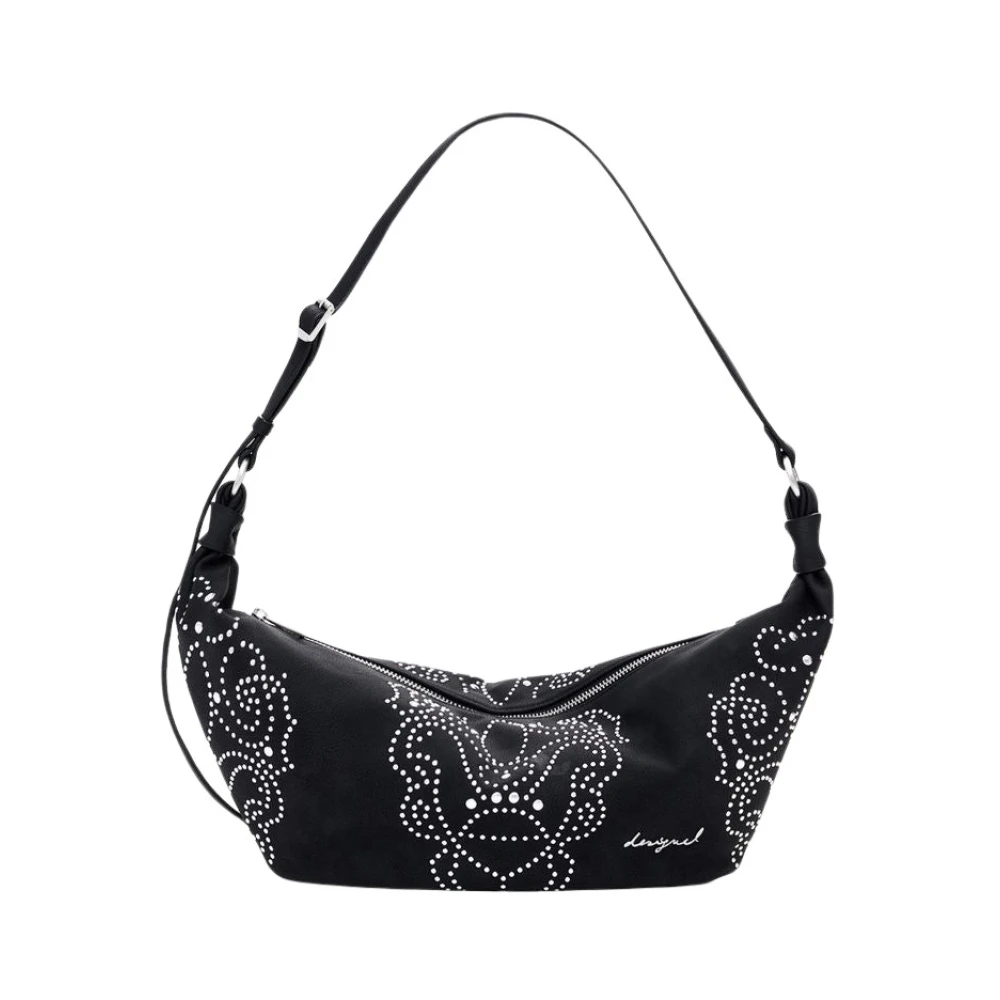 Desigual , Shoulder Bags, Female, Black, One Size, Black Women Handbag With Stud Embellishments - Image 5