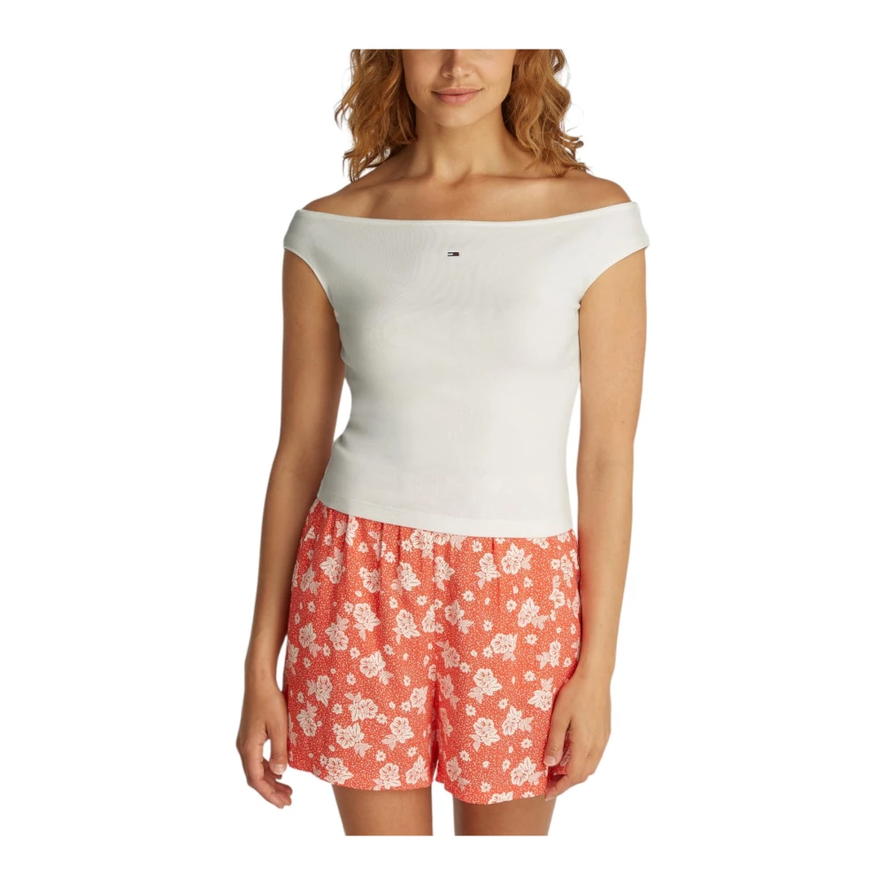 Tommy Jeans Wit Boothals Katoenen Top White Dames