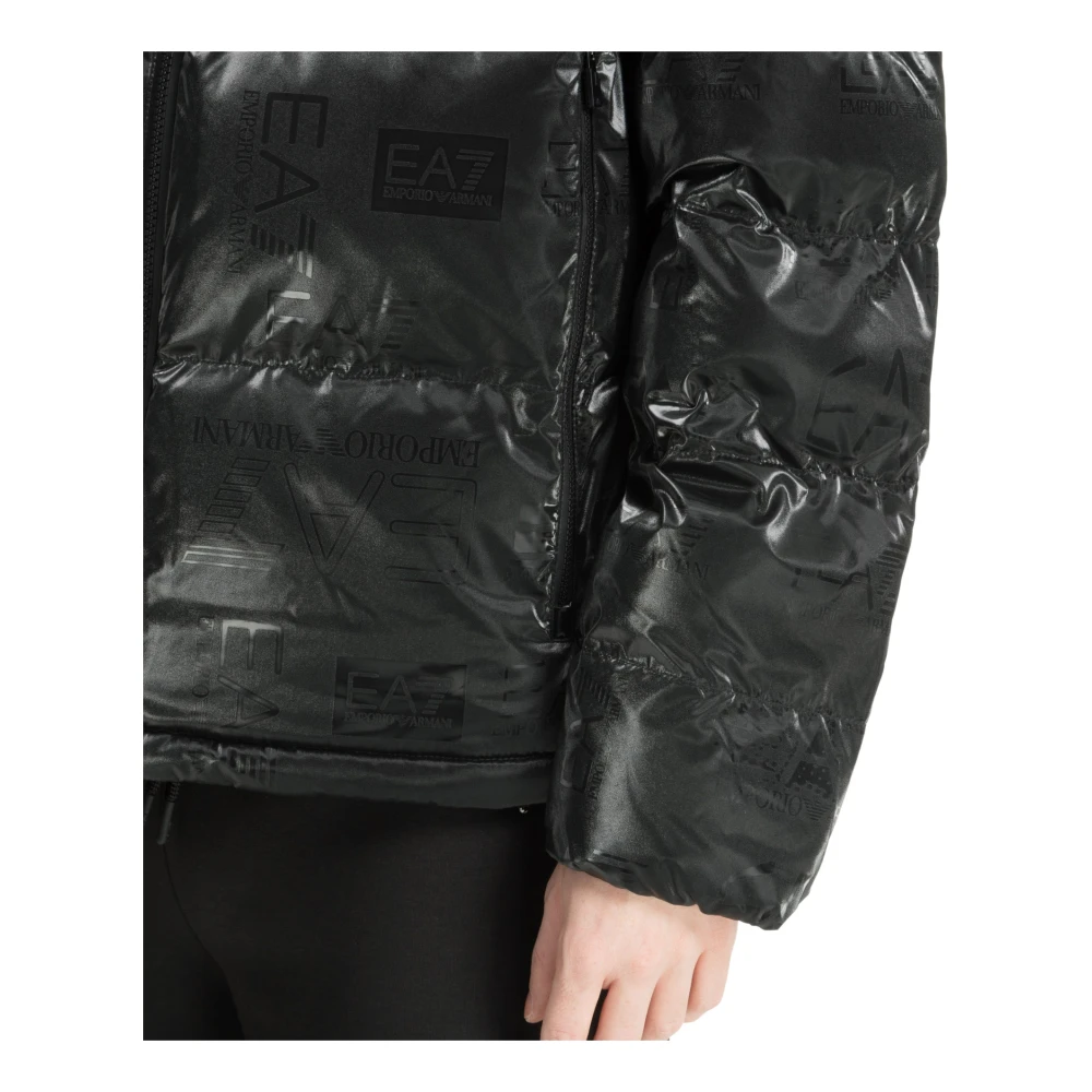 Emporio Armani EA7 Logo Snap-Zip Donsjas Black Heren