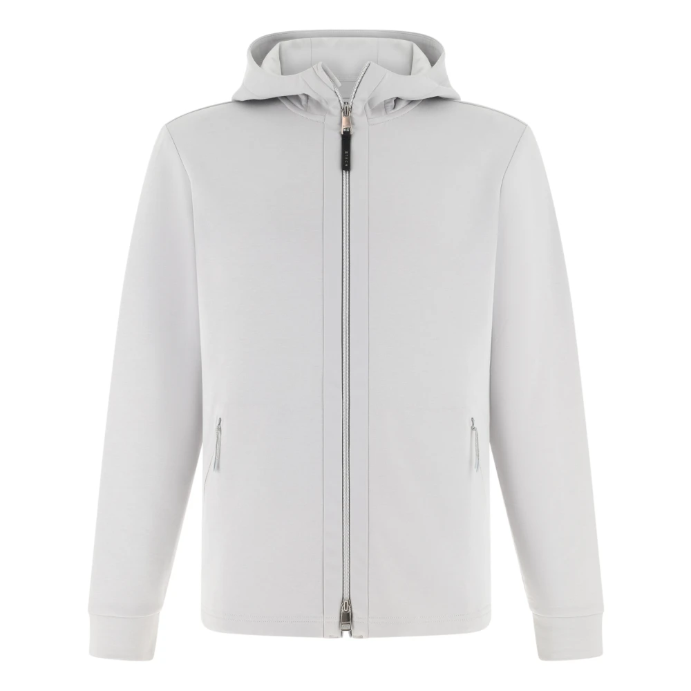 Boggi Milano Vit Lättvikts Scuba Hoodie Med Dragkedja