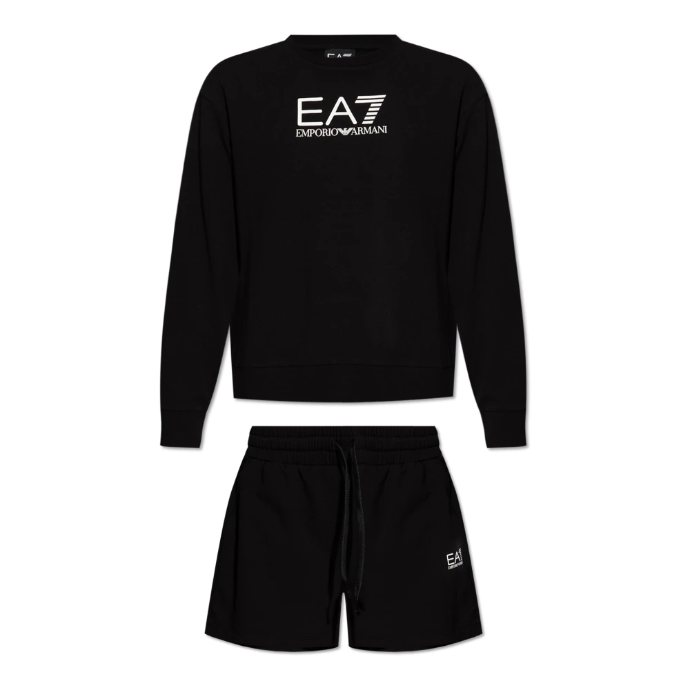 Emporio Armani EA7 Train Sweatshirt Shorts Set Black- Dames Black