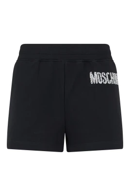 Eleganta svarta shorts med vit logotyp