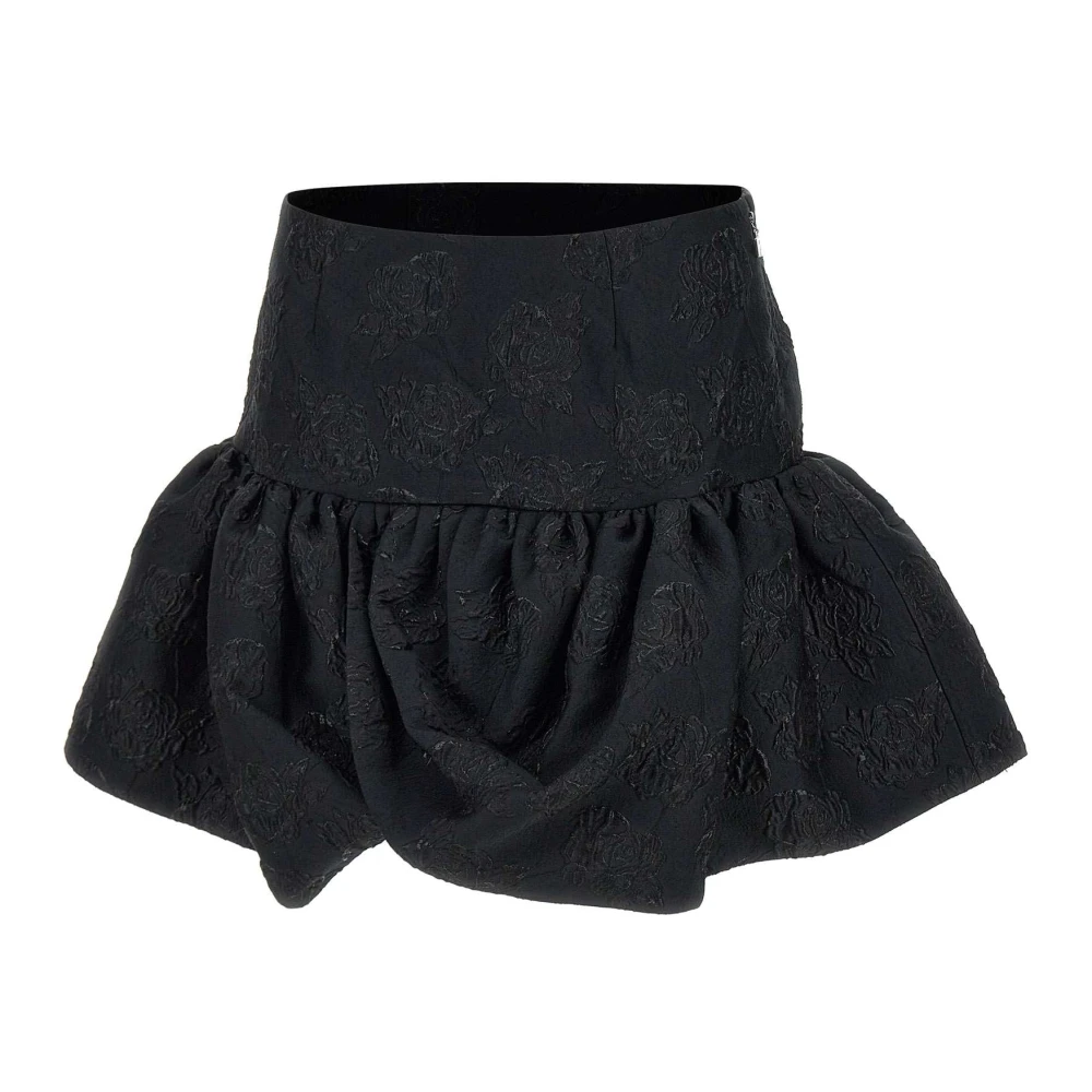 Rotate Birger Christensen Jacquard Minirok met Bloemenborduursel Black Dames