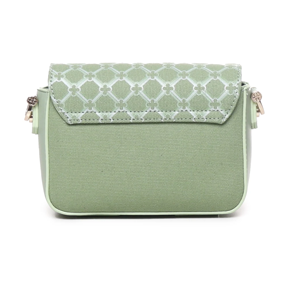 V73 Stijlvolle Sage Schoudertas met Slogan Green Dames