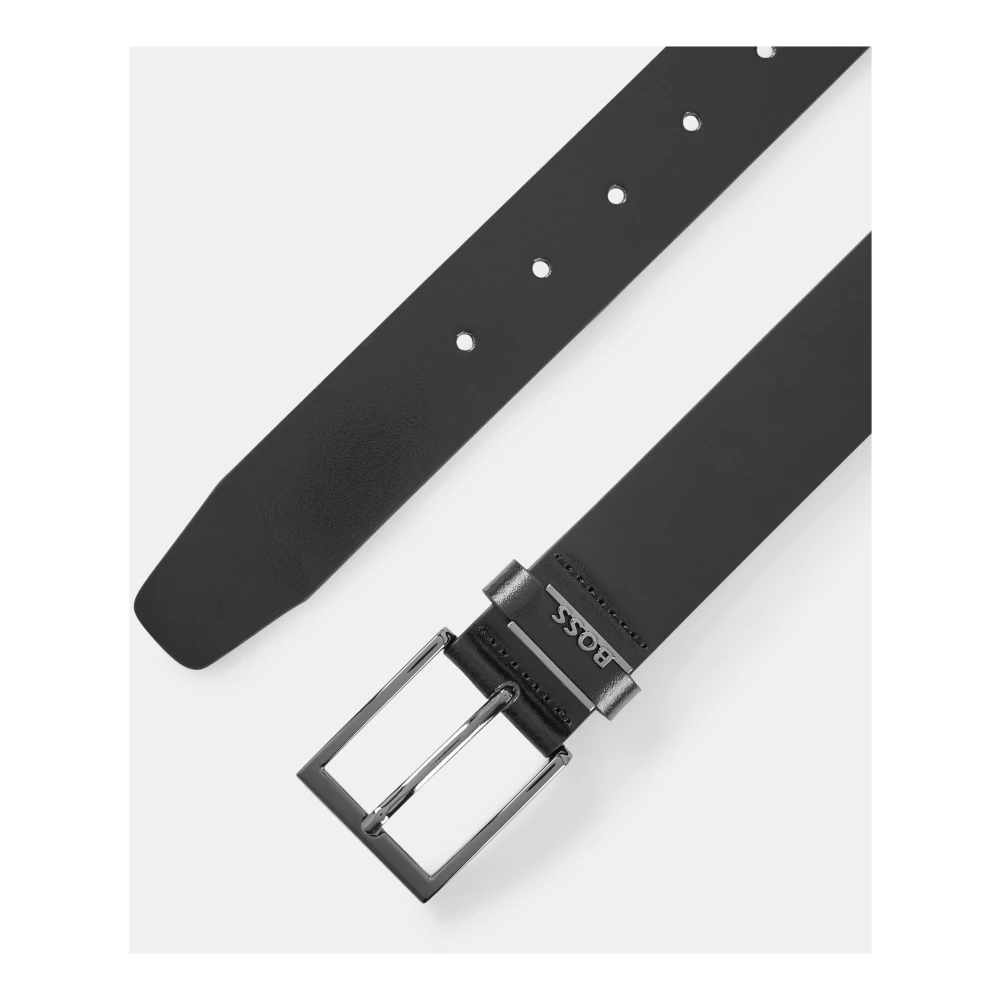 Boss Italiaans Leren Riem met Metalen Logo Black Heren
