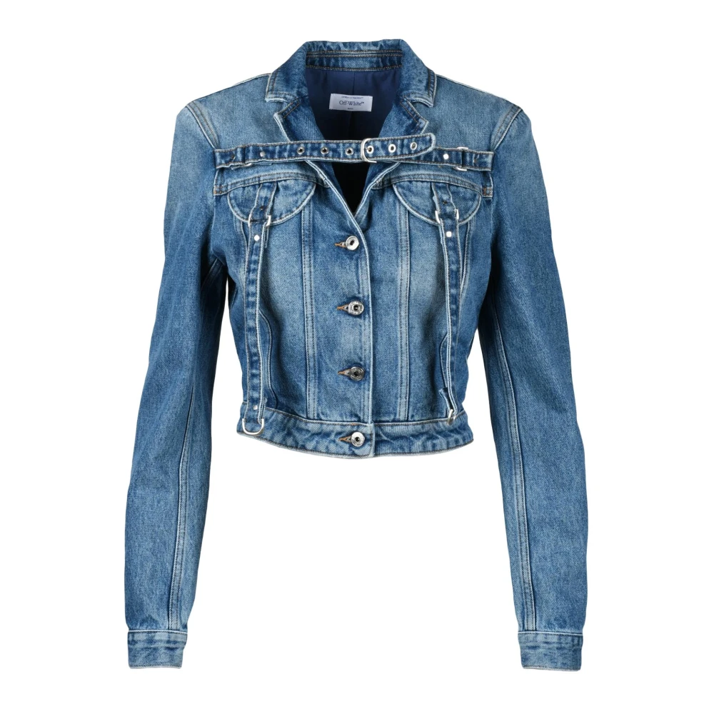 Off White Katoenen Jas Blue Dames