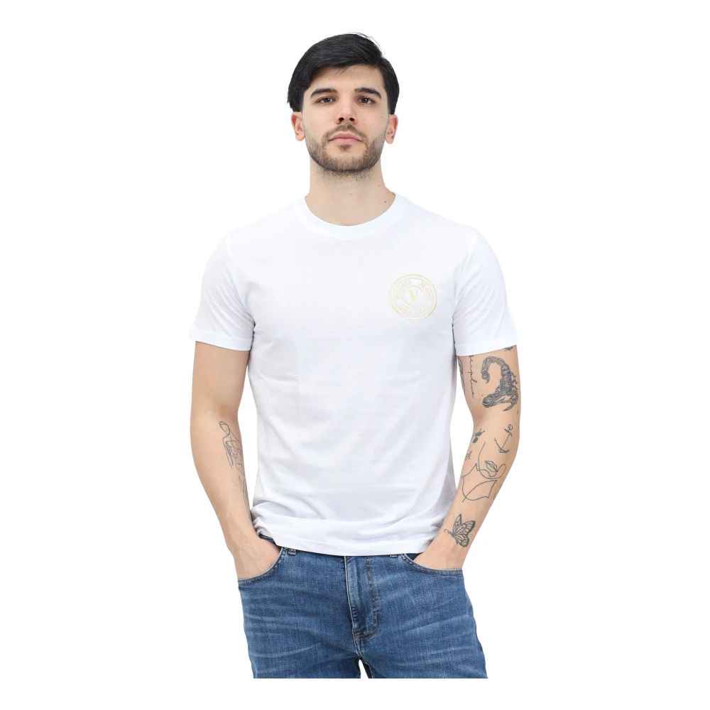 Versace Jeans Couture Witte V-Embleem Logo T-shirt White Heren