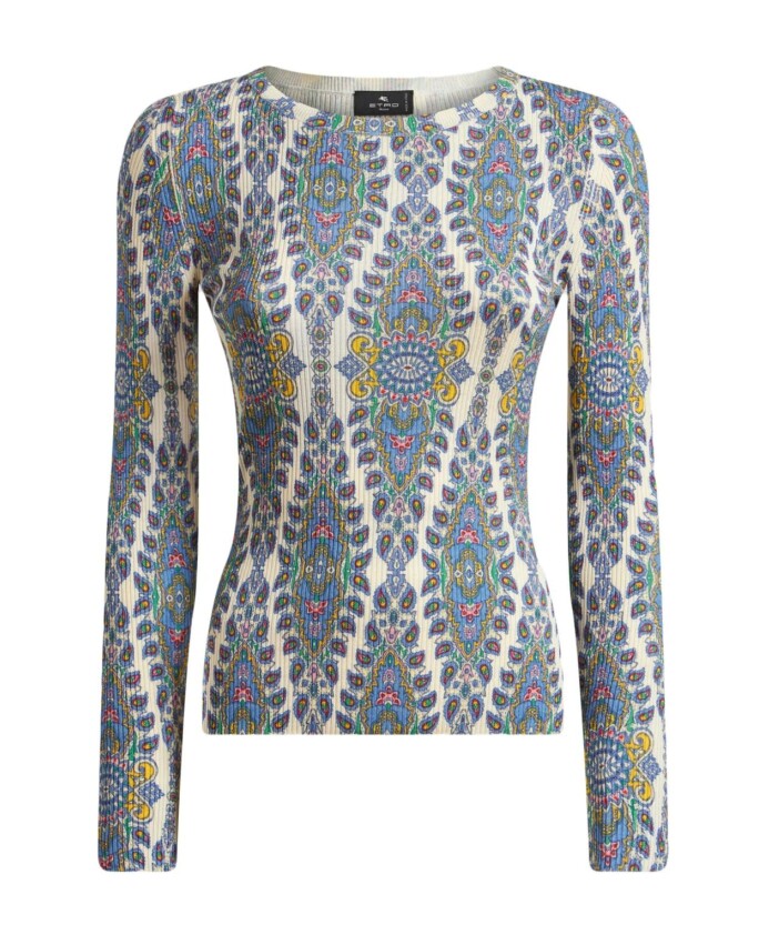 paisley-print-knit-sweater