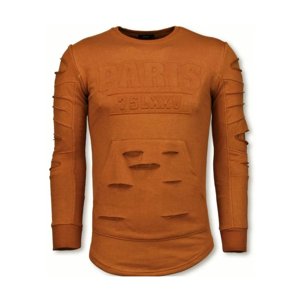 True Rise 3D Stämpel Paris Skadad - Sweatshirts för Män - Jhsw323O Orange, Herr