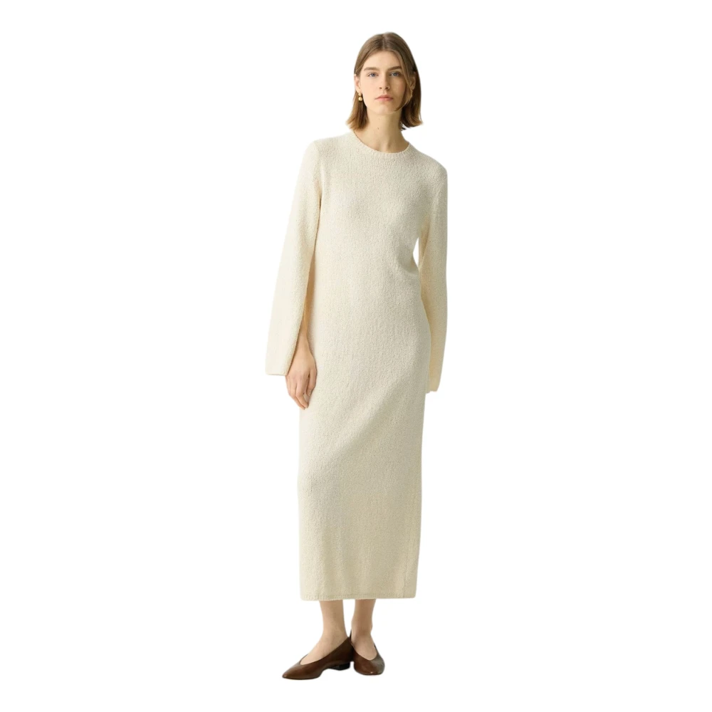 Theory Offwhite Bouclé Midi Jurk Beige Dames