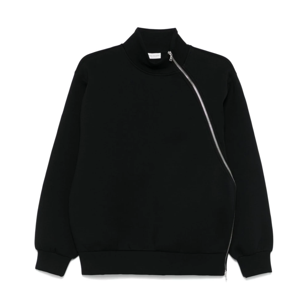 Dries Van Noten Zwarte Sweater met Ritsdetail Black Dames