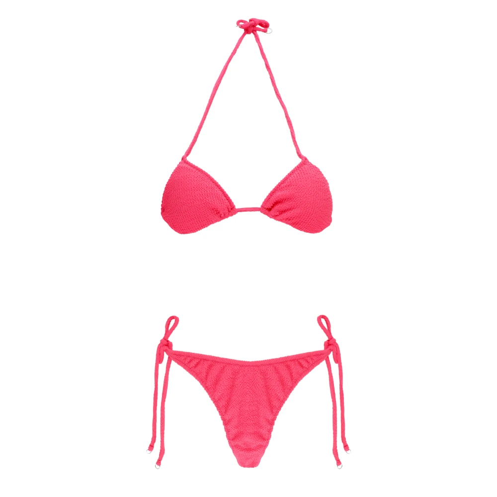 F**k Fuchsia Bikini Triangle Top med Snörning Pink, Dam