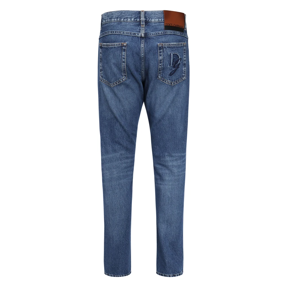 Dolce & Gabbana Slim Five Pocket Stretch Cotton Jeans Blue Heren