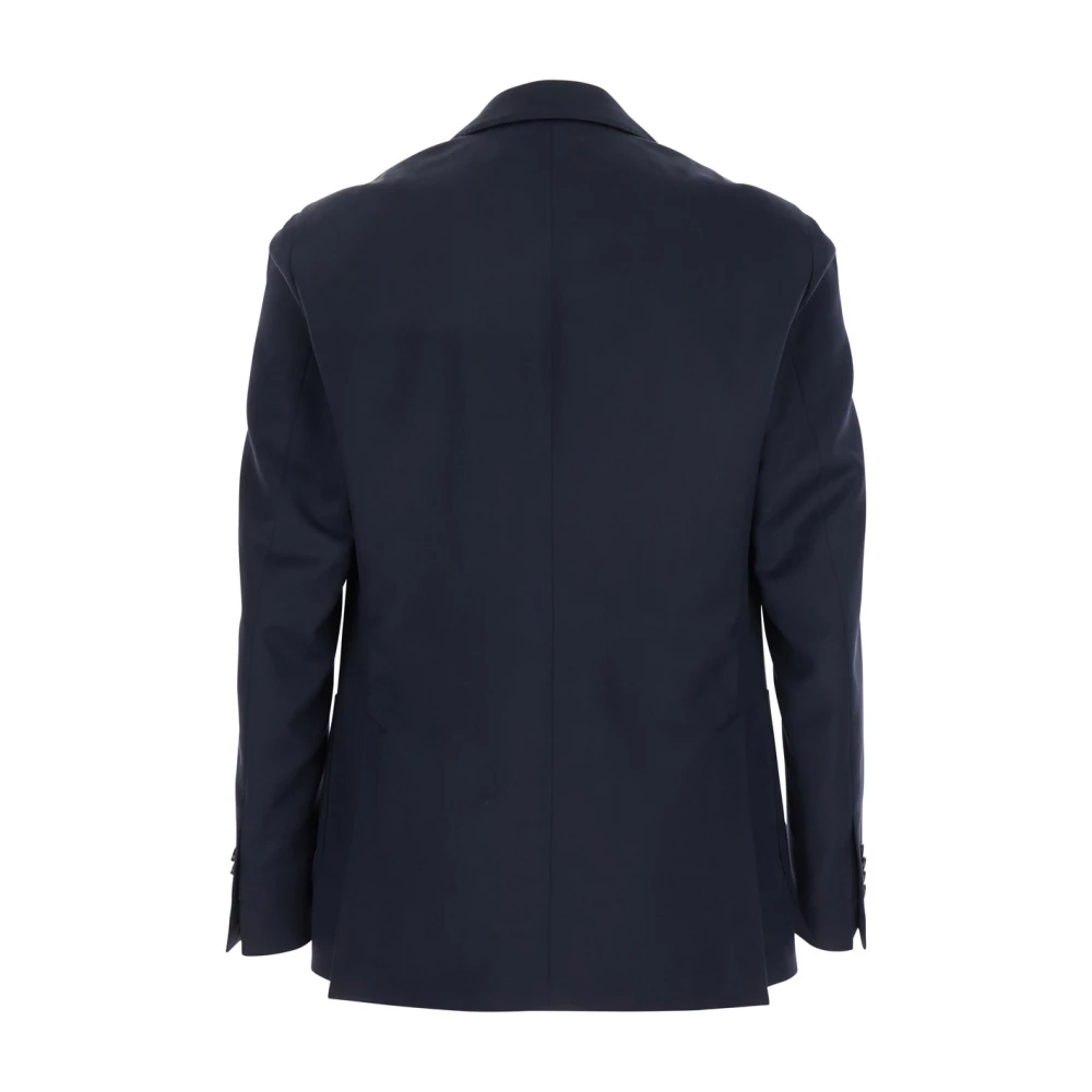 Lardini Blauwe Klassieke Revers Wollen Jas Man Blue Heren