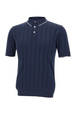 polo-bleu-avec-piping-blanc