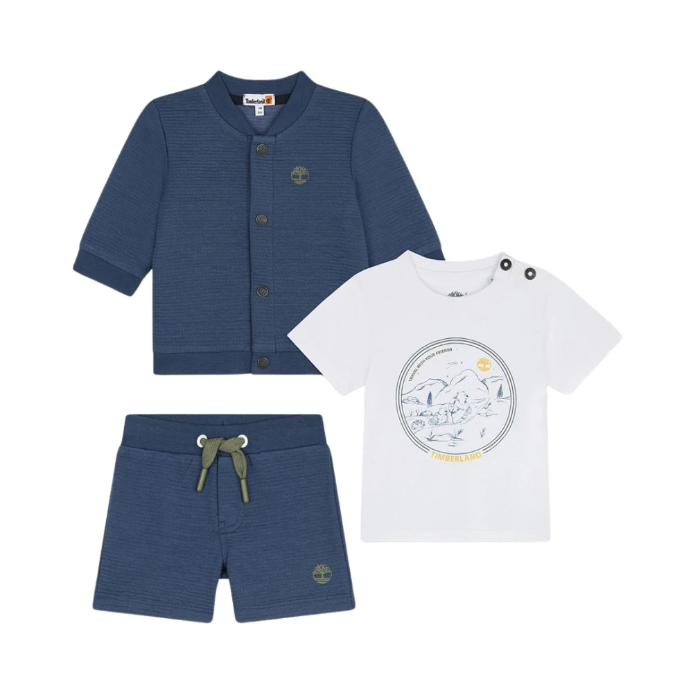 Timberland Vågig Bomull Kofta Shorts Set Blue, Unisex