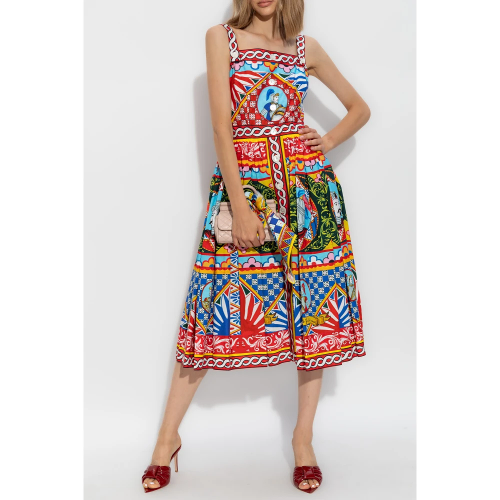 Dolce & Gabbana Jurk met Caretto-patroon Multicolor Dames