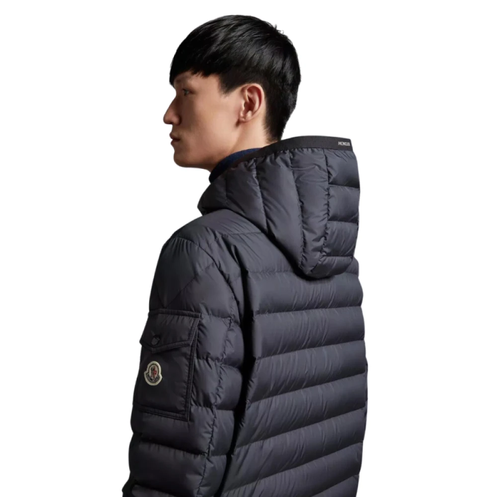 Moncler Korte Galion Marineblauwe Gewatteerde Jas met Capuchon Blue Heren
