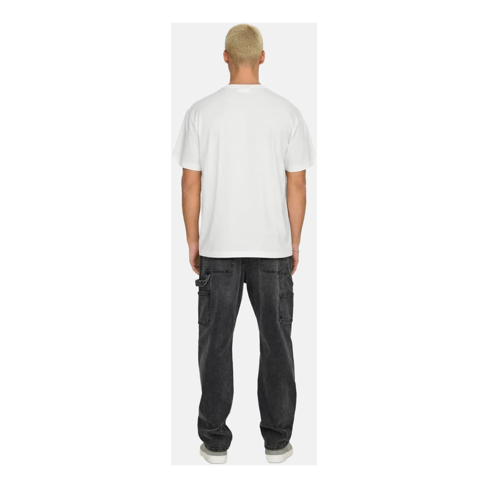 Only & Sons Casual Katoenen T-shirt in Diverse Kleuren White Heren
