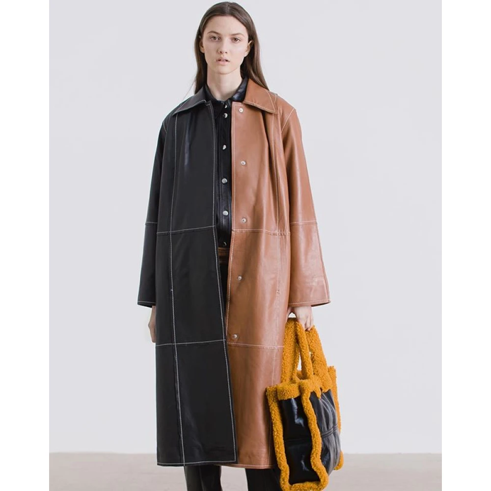 Stand Studio Contrasterende leren jas Multicolor Dames