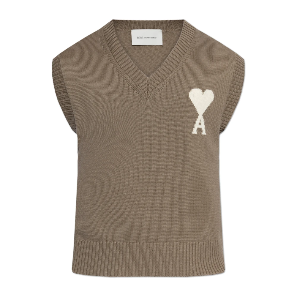 Ami Paris Brun De Coeur V-Ringad Väst