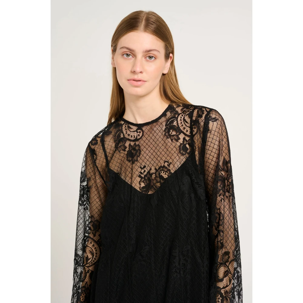 Gestuz Zwarte Kant Jurk Black Dames