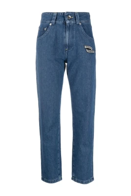 Blå Straight Jeans med 5 Fickor