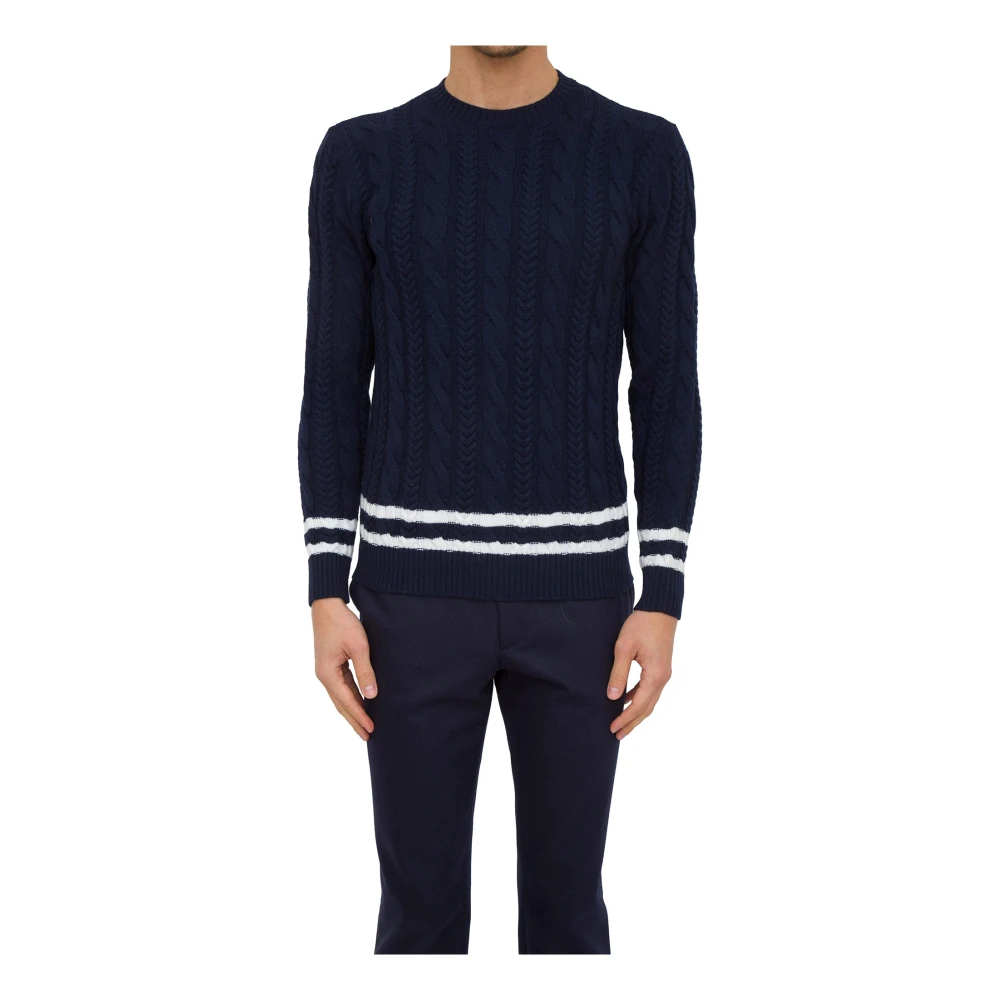 Eleventy Men's Blue Round-Neck Knitwear, M, Round Neck Jumper