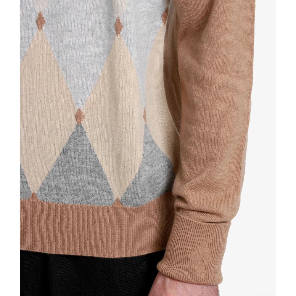 Ballantyne Kasjmier Diamantpatroon Trui Beige Heren