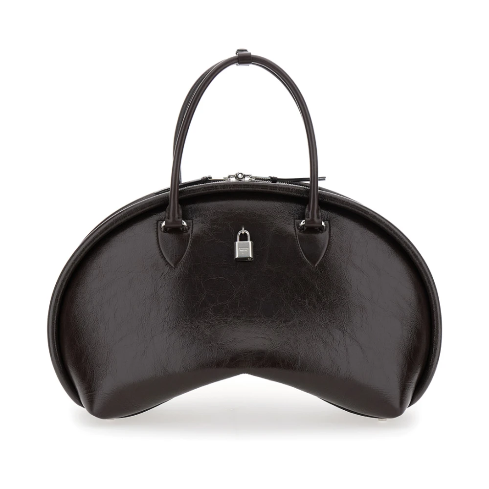 Acne Studios Bruine leren handtas met logoplaquette Brown Dames