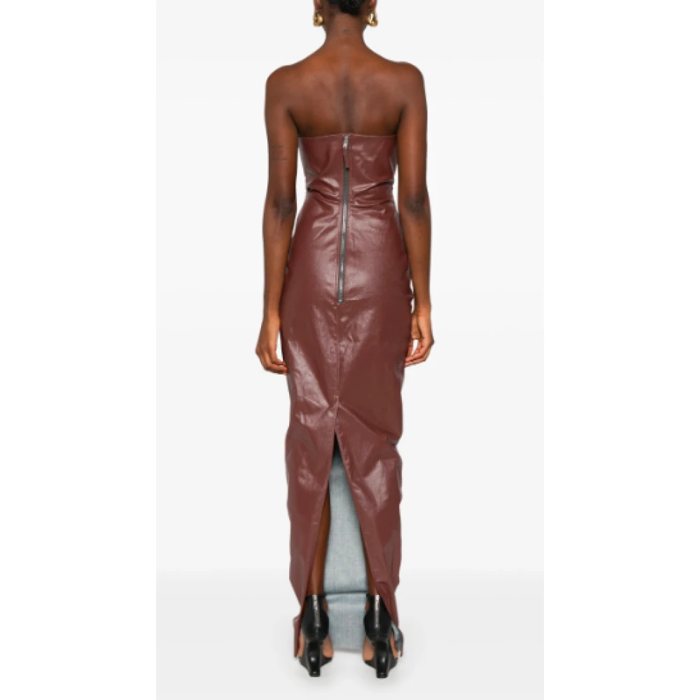 Rick Owens Denim Prong Jurk met Keeldetail Brown Dames