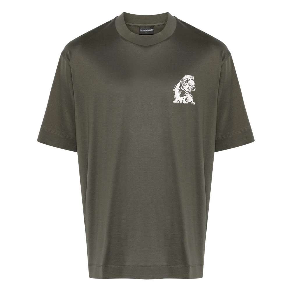Emporio Armani Lyocell Katoenen T-shirt Green Heren