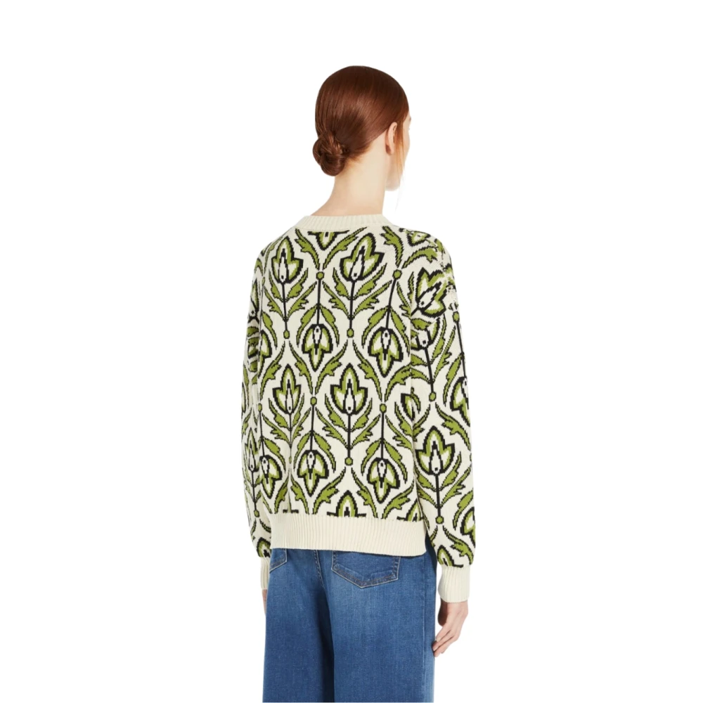 Max Mara Groene Jacquard Trui Comica Stijl Green Dames