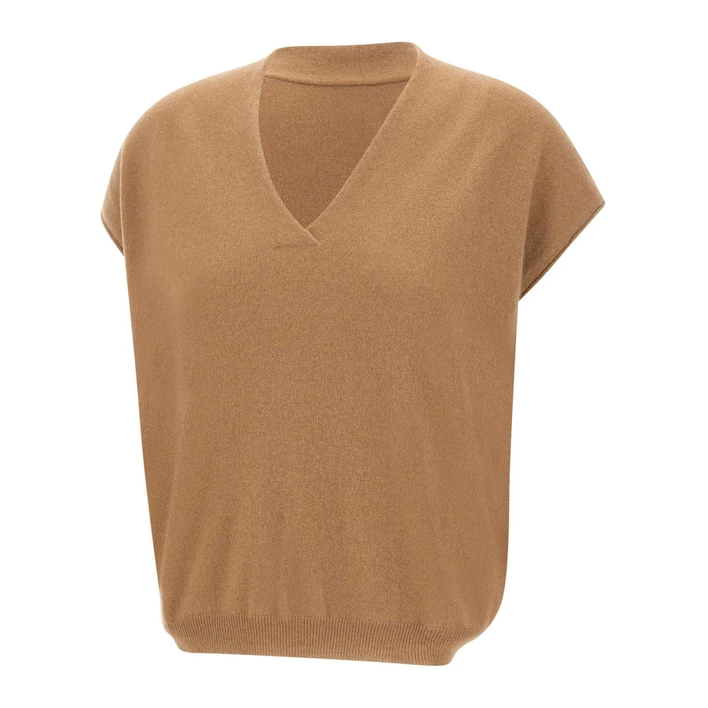 Hemisphere Kasjmier Gilet Hazelnoot Sweater Beige Dames
