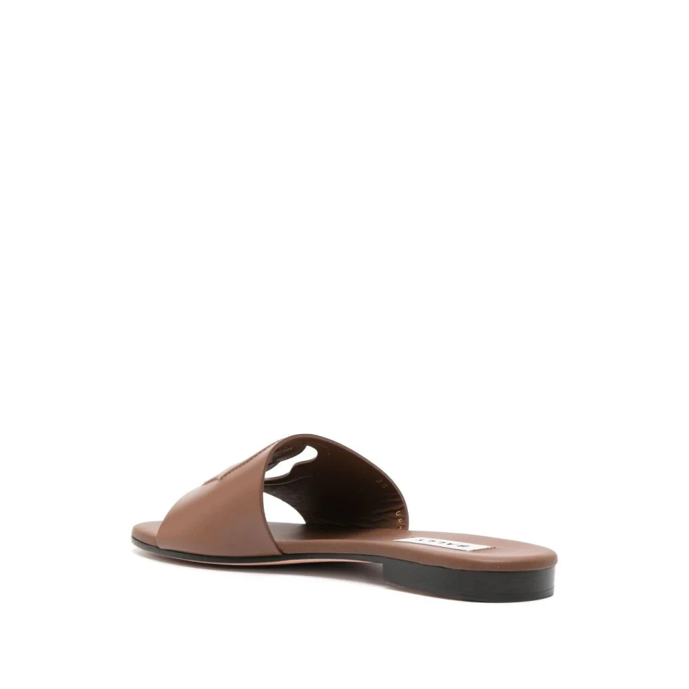 Bally Embleem Leren Slides Brown Dames