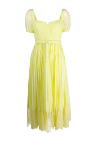 Żółta koronkowa sukienka midi