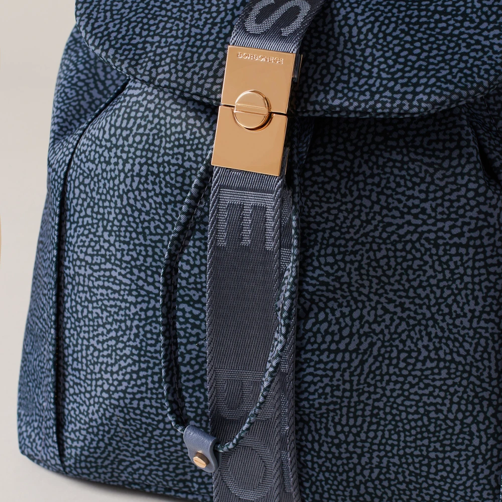 Borbonese Denim Rugzak met Archiefgesp Sluiting Blue Dames