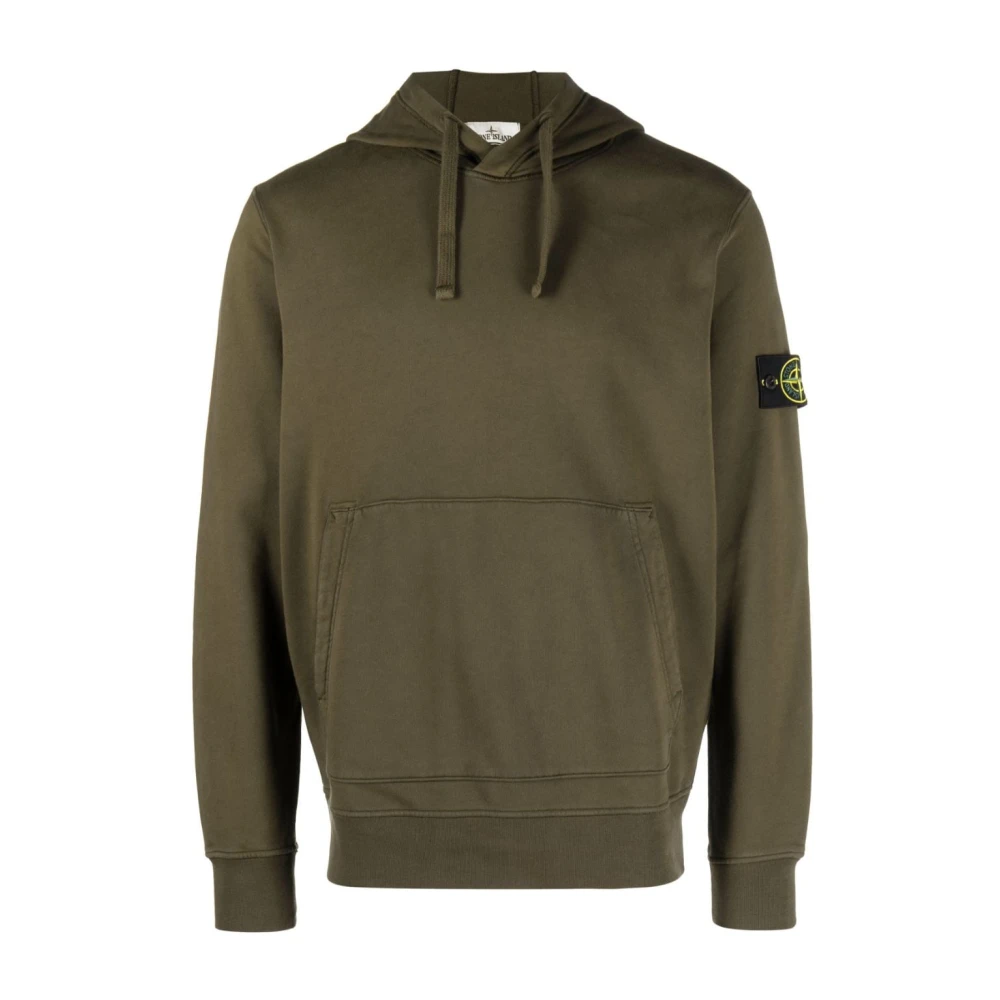 Stone Island Groene katoenen hoodie met kompaslogo Green Heren