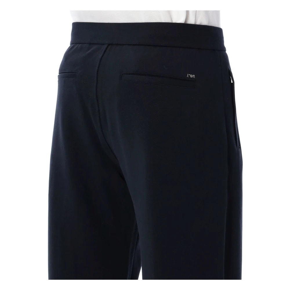 Emporio Armani Navy Jersey Broek Modern Fit Blue Heren