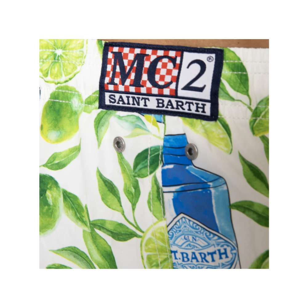 MC2 Saint Barth Witte zwembroek met Gin Lime patroon Multicolor Heren