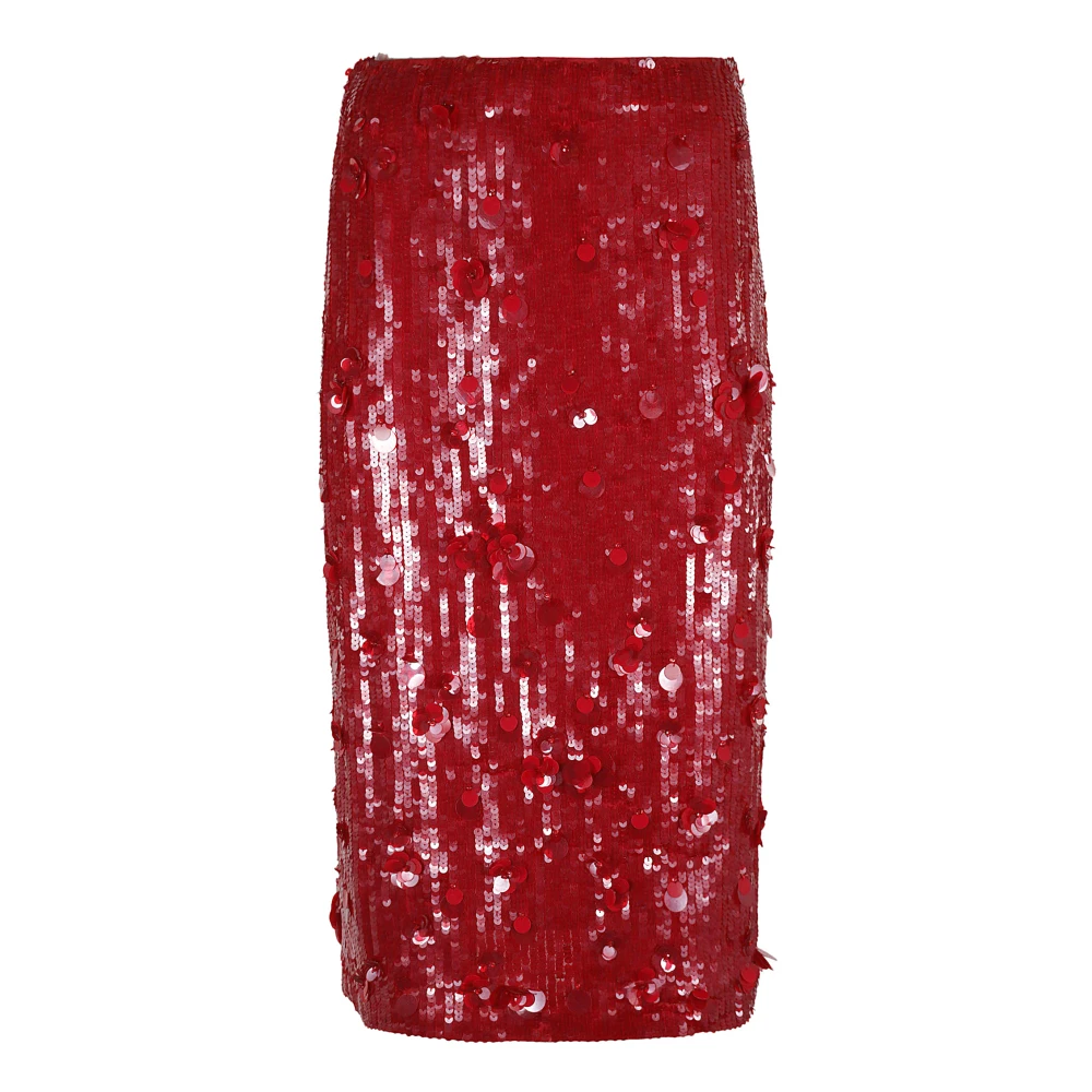 P.a.r.o.s.h. Rode Bloemen Paillet Potlood Rok Red Dames