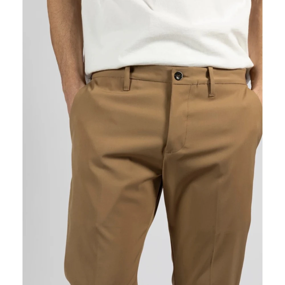 Nine In The Morning Slim Fit Chino Broek met Elastische Taille Brown Heren
