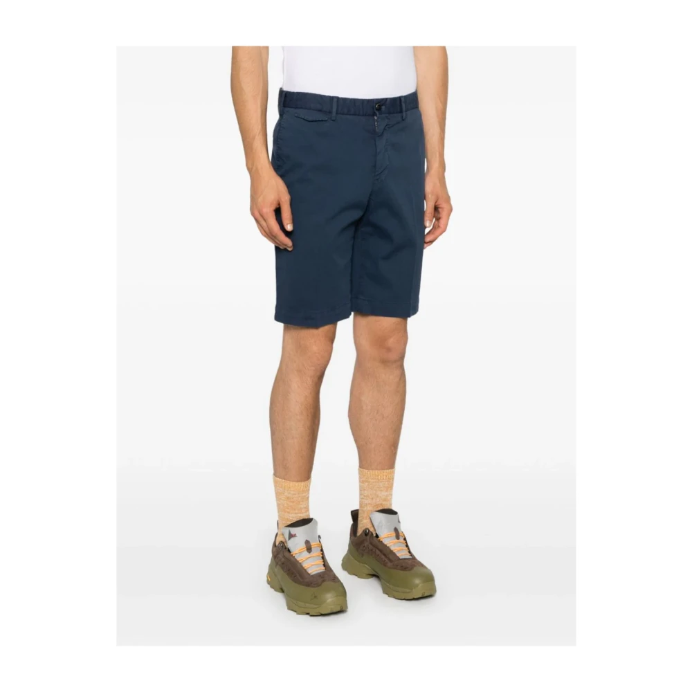 PT Torino Blauwe Katoenen Bermuda Shorts Rits Sluiting Blue Heren