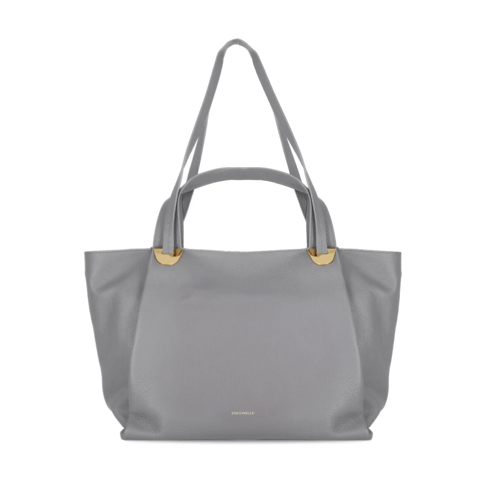 Coccinelle Grijze Leren Schoudertas met Drie Handvatten Gray Dames