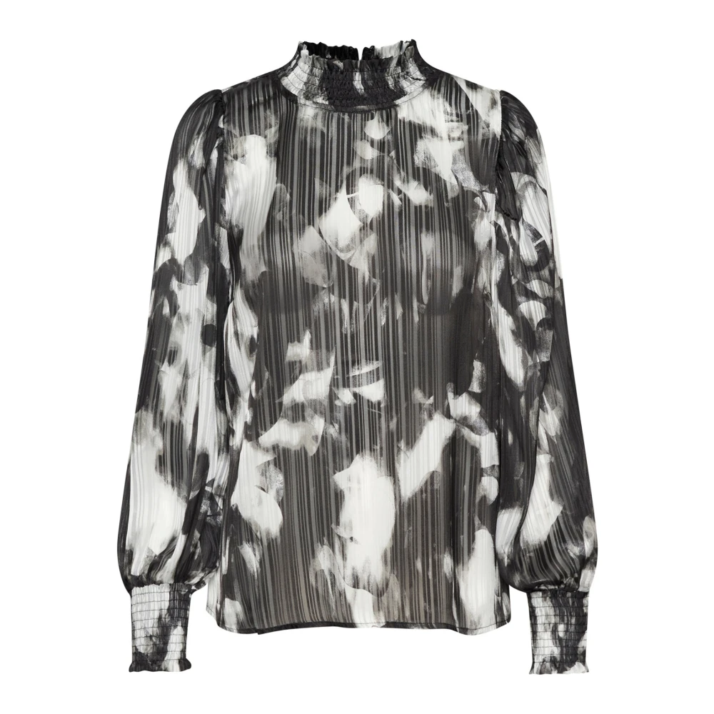 Kaffe Blouse met Wazige Graphics Black Dames