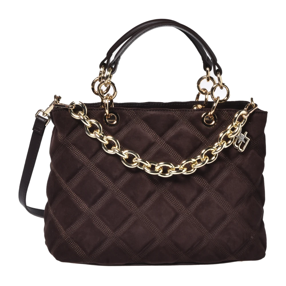 Baldinini Women's Brown Dark Quilted Suede Handbag - Handbags - One Size - Bags