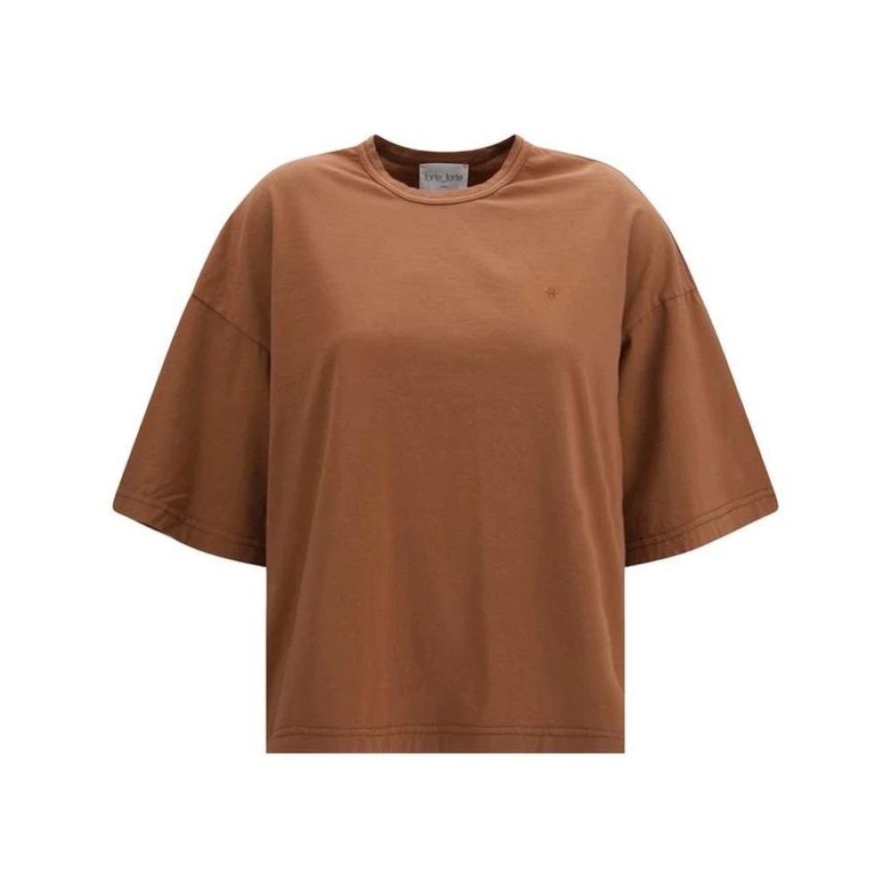 Forte Forte Women's Brown T-Shirts, Xs, Cotton Graphic T-Shirt