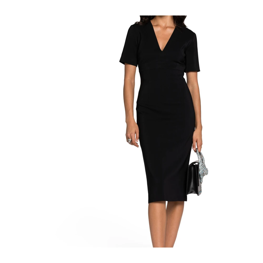 Roberto Cavalli V-hals Jurk met Korte Mouwen Black Dames